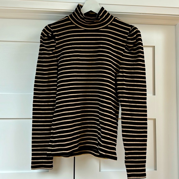 J Crew Factory gold and black turtleneck. Size M. NWT - Picture 1 of 5